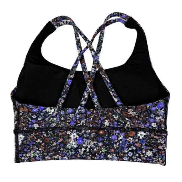 LULULEMON Energy Longline Bra Size 4 Medium Support B/C Cup Flower Burst Multi - Picture 5 of 7